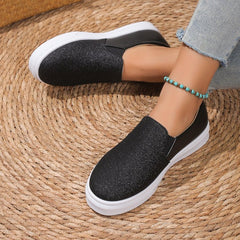 Flache Schuhe mit runder Spitze und Pailletten, Halbschuhe, Wanderschuhe für Damen