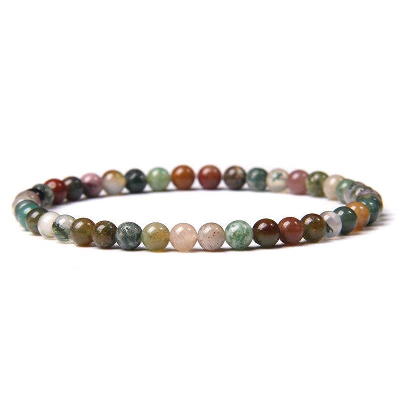 4mm Natural Agate Stone Beads Energy Charm Bracelet For Women - Mubimart