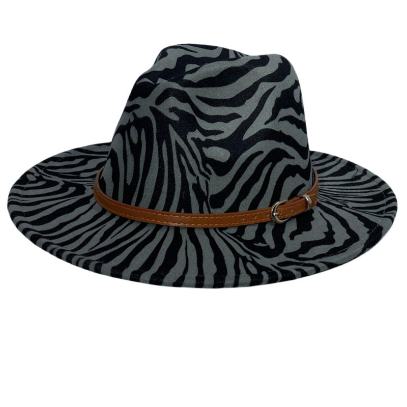 Meisjes Zebra Prints Zonbescherming Fedora Bontvilten Hoed