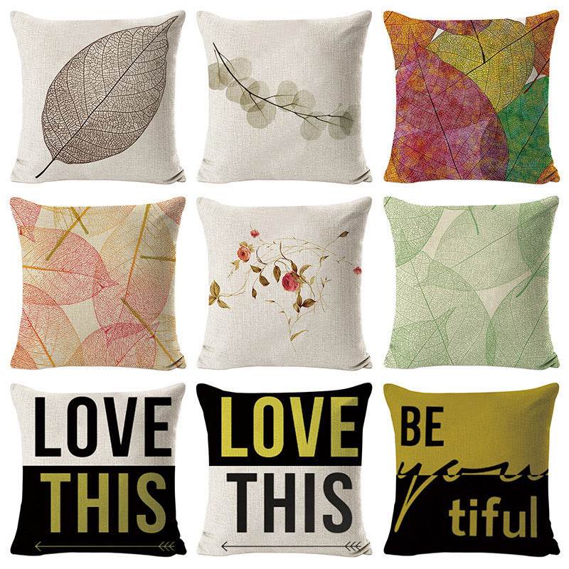 Colorful Leaf Letter Pillowcase Car Cushion Pillowcase - Mubimart