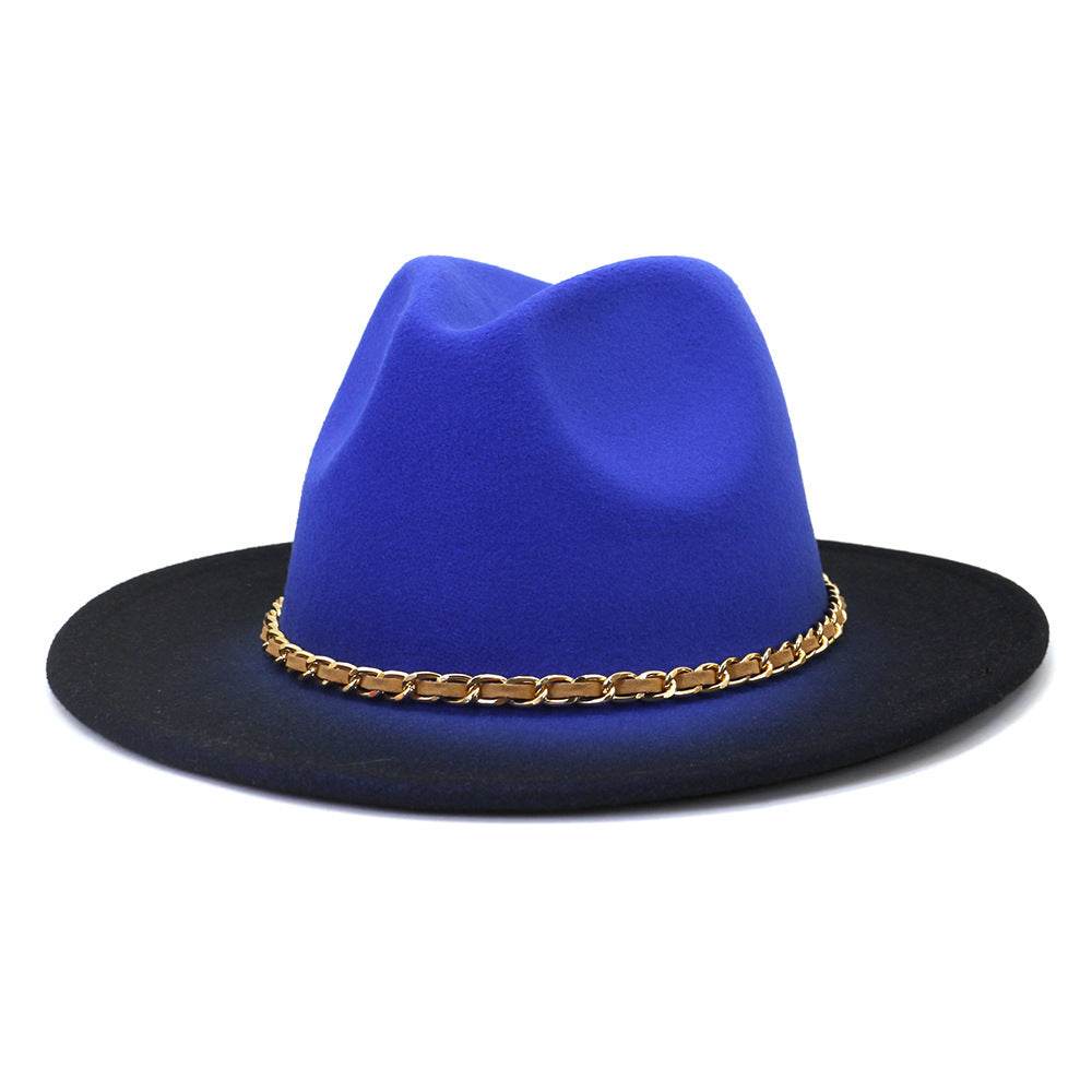 Painted Woolen Fedora British Ladies Broad-brimmed Hat - Mubimart