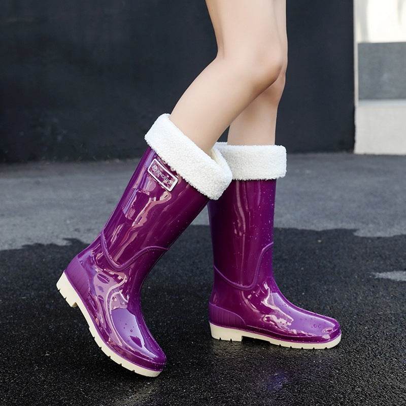 Adult High-top Women's Rain Boots Non-slip Waterproof Kitchen Work PVC Water Shoes Women - Mubimart