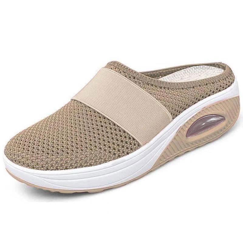 New Women's Slipper Head Large Size Thick Sole Sandals Platform Breathable Mesh Flat Shoes Women Flip Flops - Mubimart -  