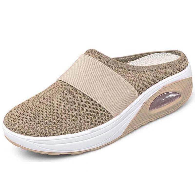 New Women's Slipper Head Large Size Thick Sole Sandals Platform Breathable Mesh Flat Shoes Women Flip Flops - Mubimart
