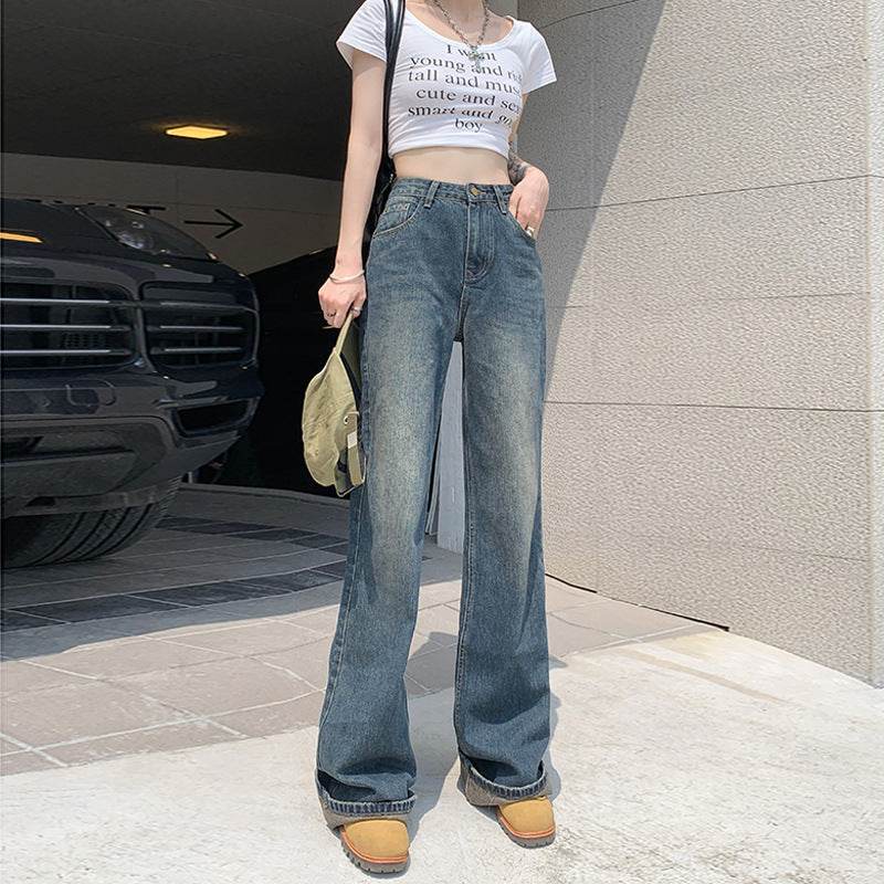 Women's Summer Loose Straight Flared Jeans - Mubimart