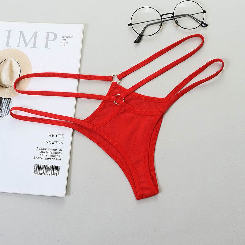Sheer Bikini Strap Cutout Triangle Low Waist Women's Panties - Mubimart