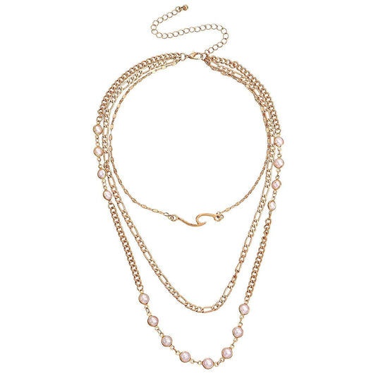 Multilayer Pearl Thin Chain Necklace Women - Mubimart