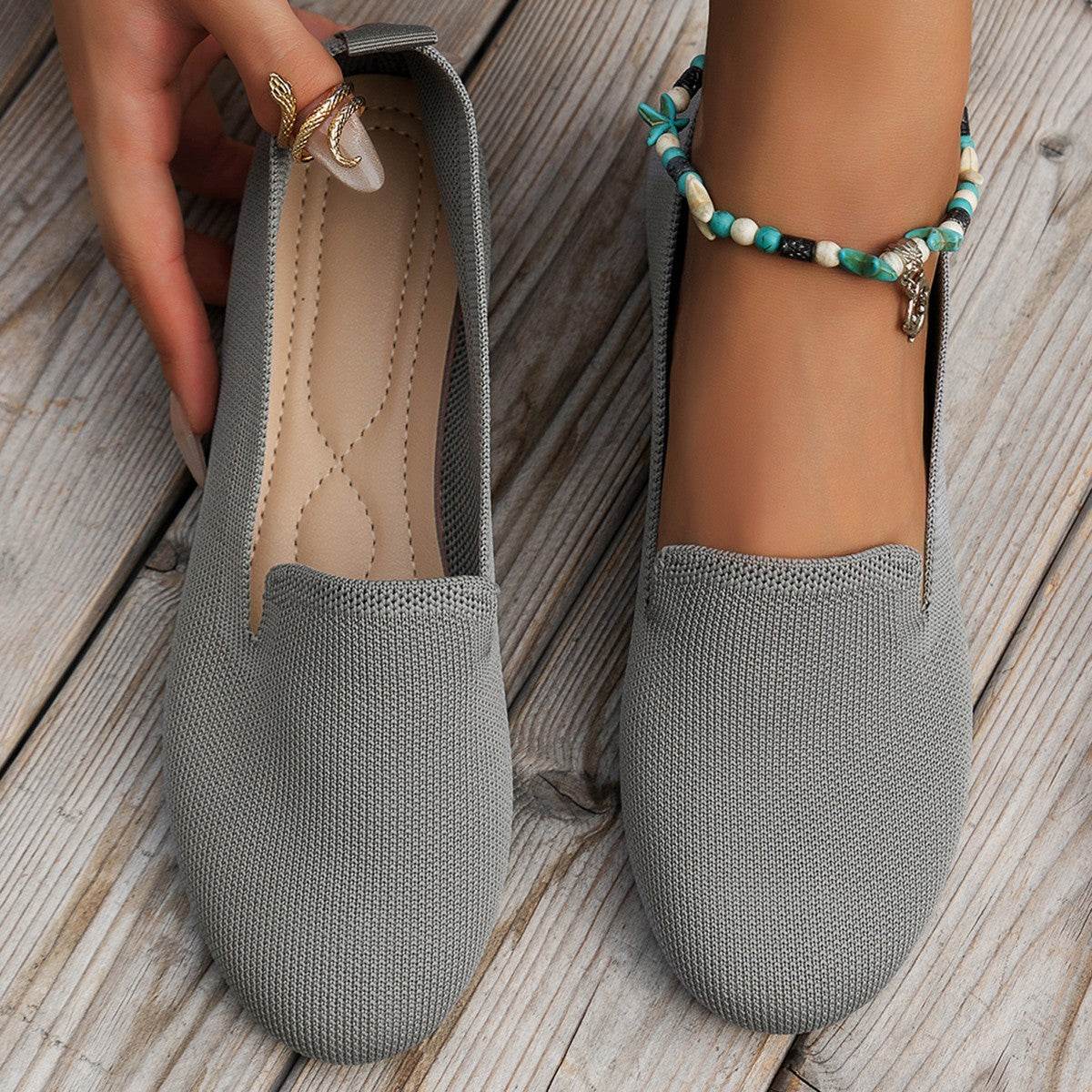 Slip-on Leopard Print Round Toe Flat Bottom Work Shoes - Mubimart