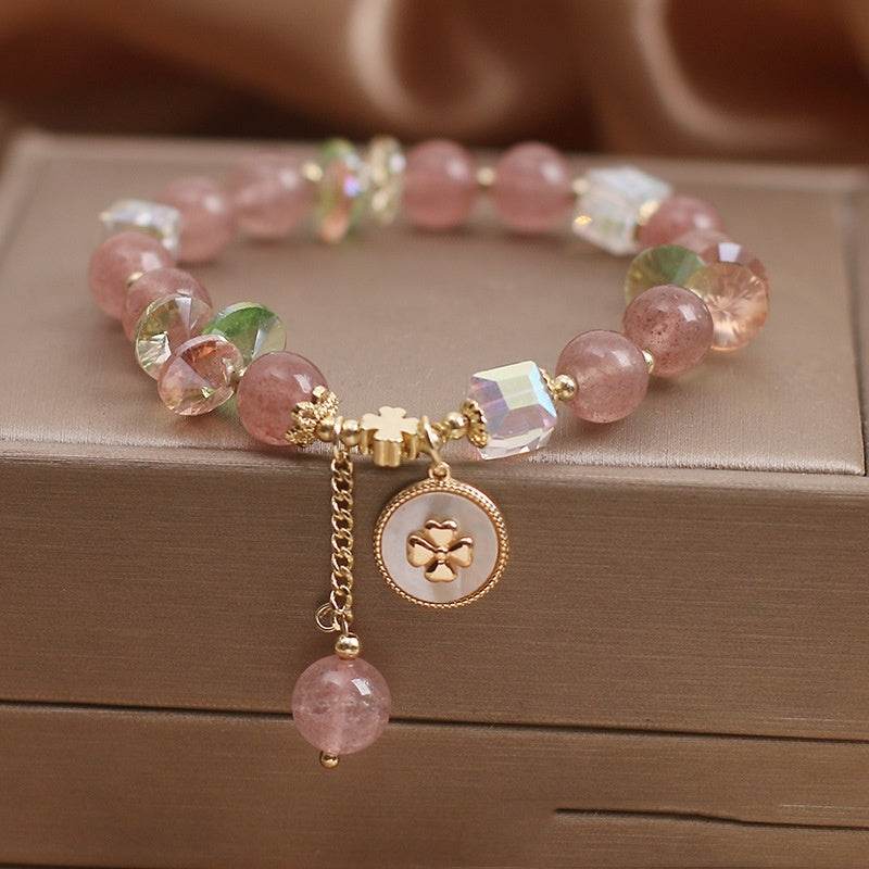 Strawberry Quartz Beaded Bracelet For Women - Mubimart