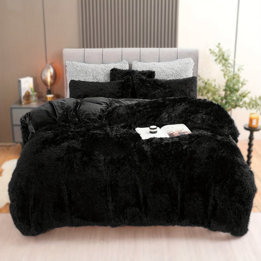 4PCs Plush Duvet Cover Set Luxury Ultra Soft Velvet Duvet