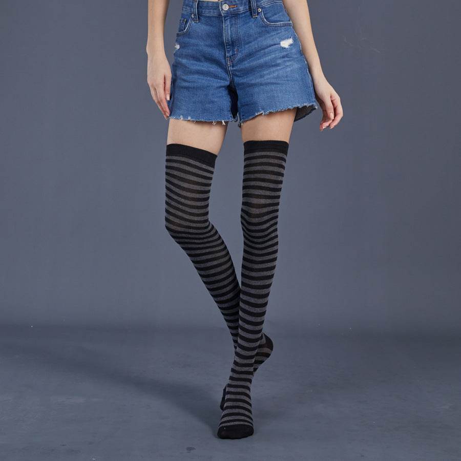 Thin Stripes Stockings Over The Knee Thickened High Tube Ladies Dance Party Performance Socks - Mubimart