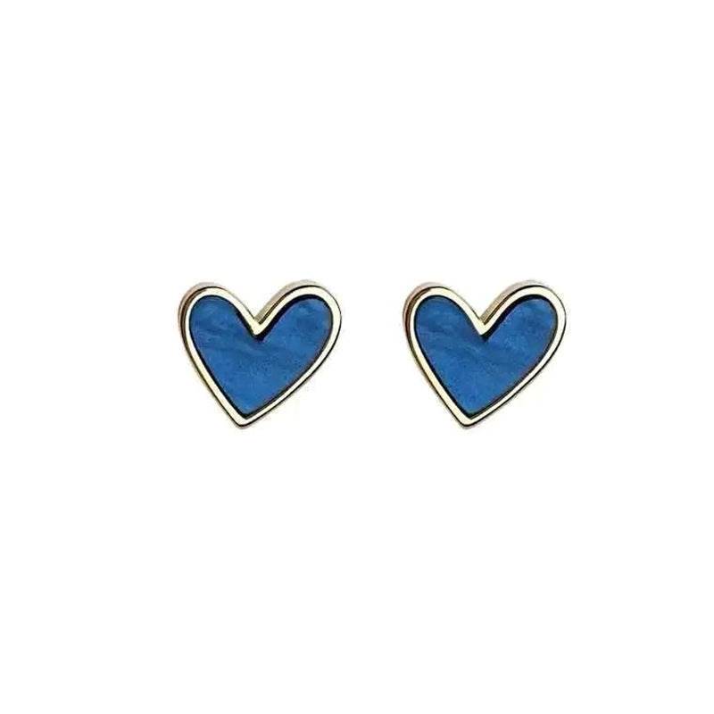 Silver Needle Love Stud Earrings Women - Mubimart