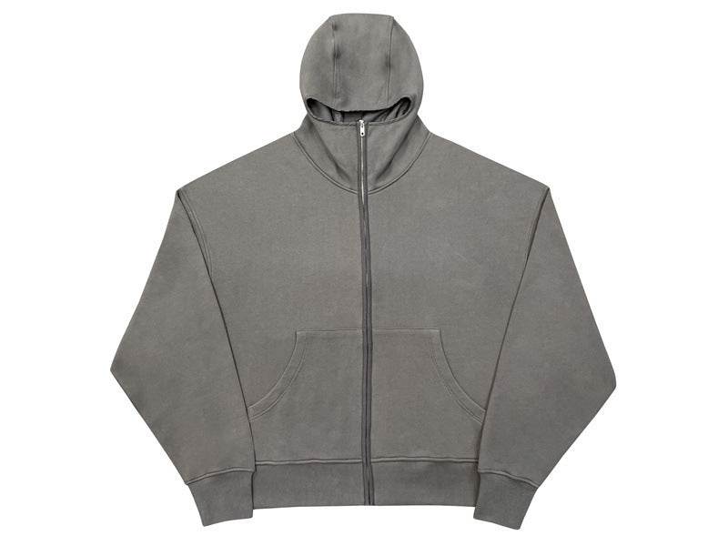 Loose Casual Hoodie Sweater Mask Zipper Distressed Cardigan - Mubimart
