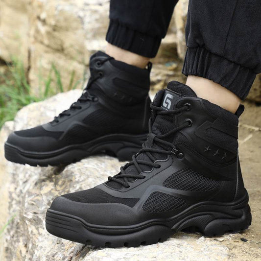 Men's Anti-smashing Steel Toe Rubber Sole Comfortable Wear-resistant Safety Shoes - Mubimart