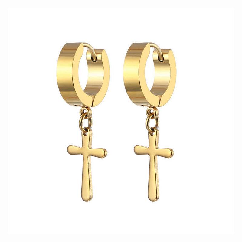 Fashion Cross Pendant Drop Earrings For Men - Mubimart