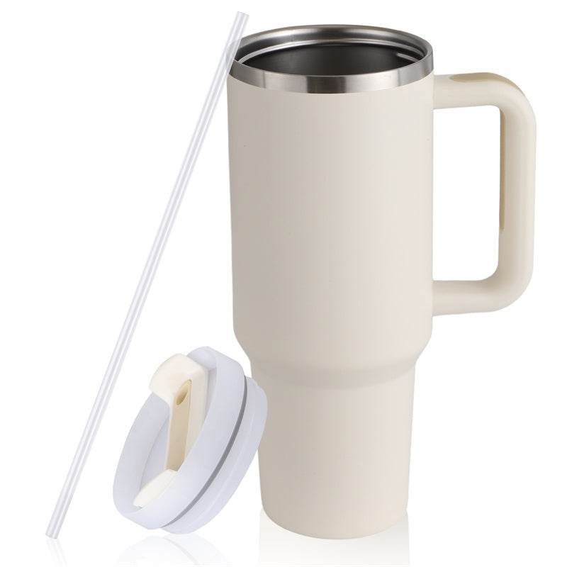 40oz Straw Coffee Mug With Handle Portable Car Stainless Steel Water Bottle Large Capacity Travel Bisphenol A Free Mug - Mubimart