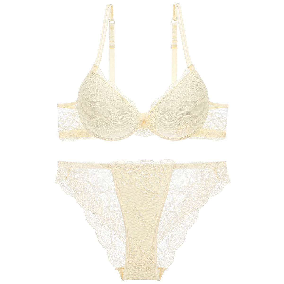 Young Women's Lace Push Up Bra Set - Mubimart