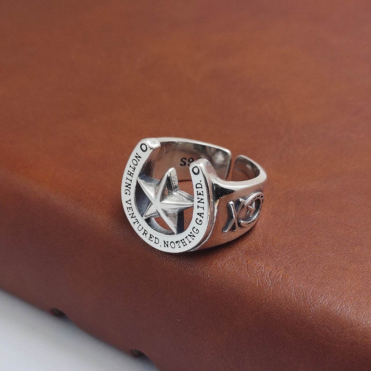 S925 Sterling Silver Pentagram Ring Men - Mubimart