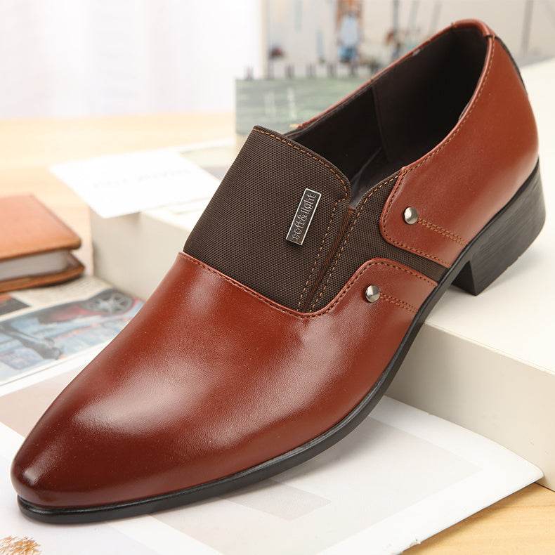 Mens Fashion Casual Pointed Toe Leather Shoes - Mubimart