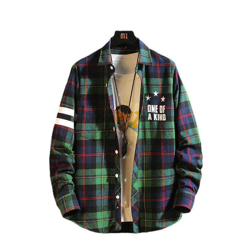 Plaid Shirt Men's Long-sleeved Casual Shirt Jacket - Mubimart