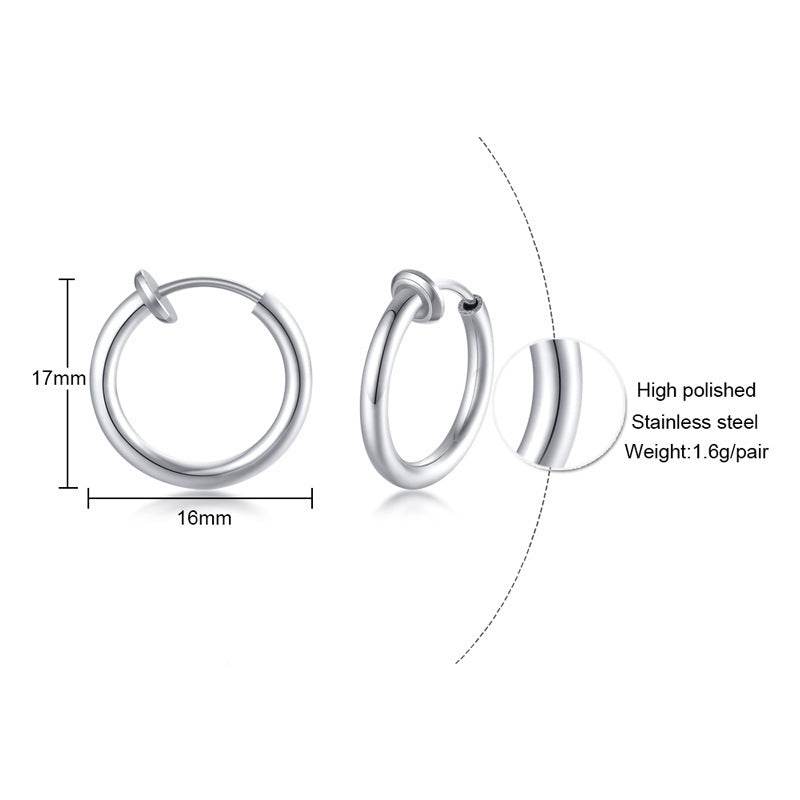 Japanese And Kore2an Fashion Earrings Stainless Steel Simple Men And Women - Mubimart