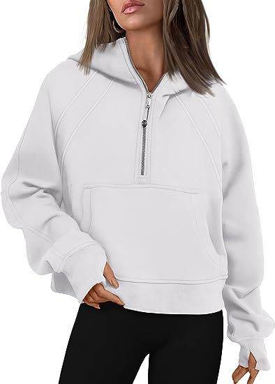 Zipper Hoodies Sweatshirts With Pocket Loose Sport Tops Long Sleeve Pullover Sweaters Winter Fall Outfits Women Clothing - Mubimart