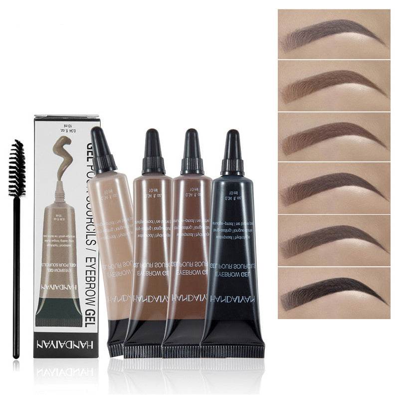 Eyebrow Makeup Henna Gel Black Brown Waterproof Durable Liquid Tint Brush Sets Tattoo Paint Kit Cream Enhancer Dye Cosmetic Tool - Mubimart