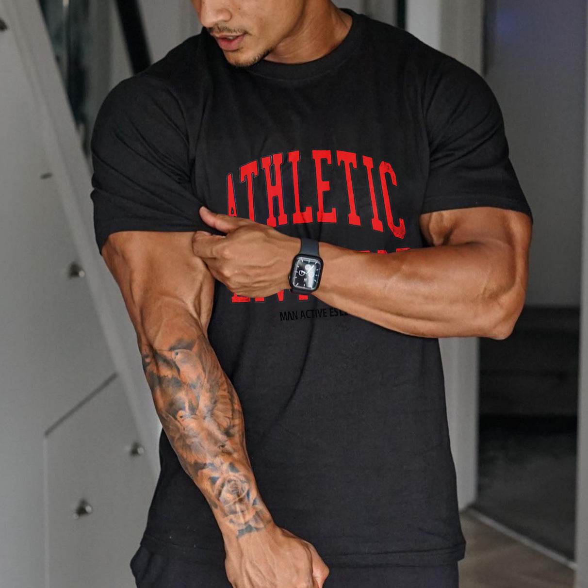 New Trendy Workout Short Sleeve T-shirt Men's ATHLETIC DIVISION - Mubimart