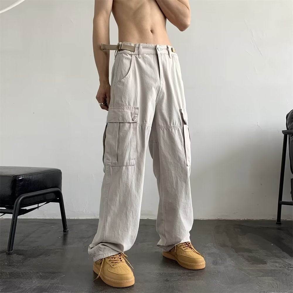 American Retro Ami Khaki Overalls Men's Autumn - Mubimart