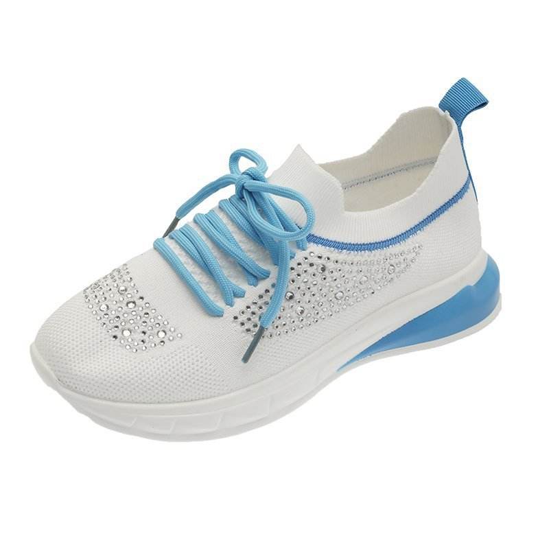 Summer New Style Rhinestone Casual Shoes Women Walking Shoes Socks Sports Shoes - Mubimart