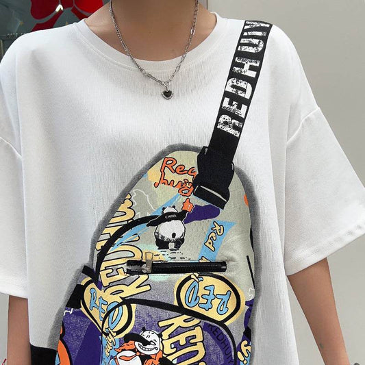 Personalized Fake Satchel Pattern Pocket Short Sleeve - Mubimart