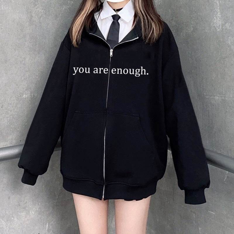 Hoodies Plus Size Sweatshirt Casual Drawstring Zipper Clothes - Mubimart