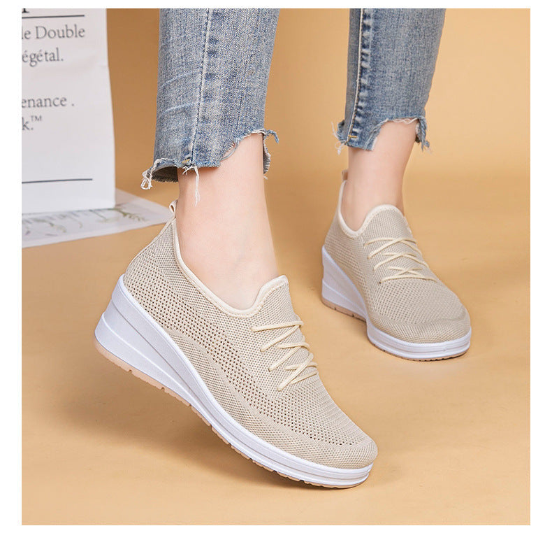 Women's Mesh Breathable Casual Platform Wedge Heels