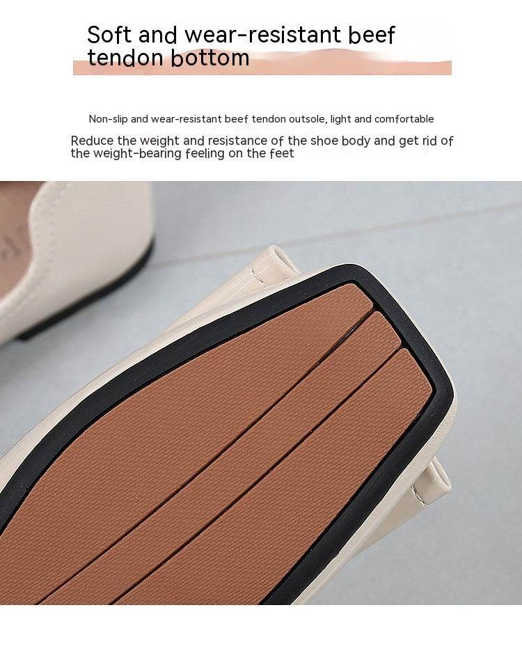 Flat Female Square Toe Low-cut Low Heel Work Casual Women's Shoes - Mubimart