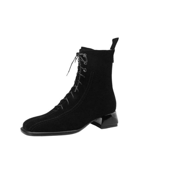 Women's All-match Square Toe Martin Boots - Mubimart