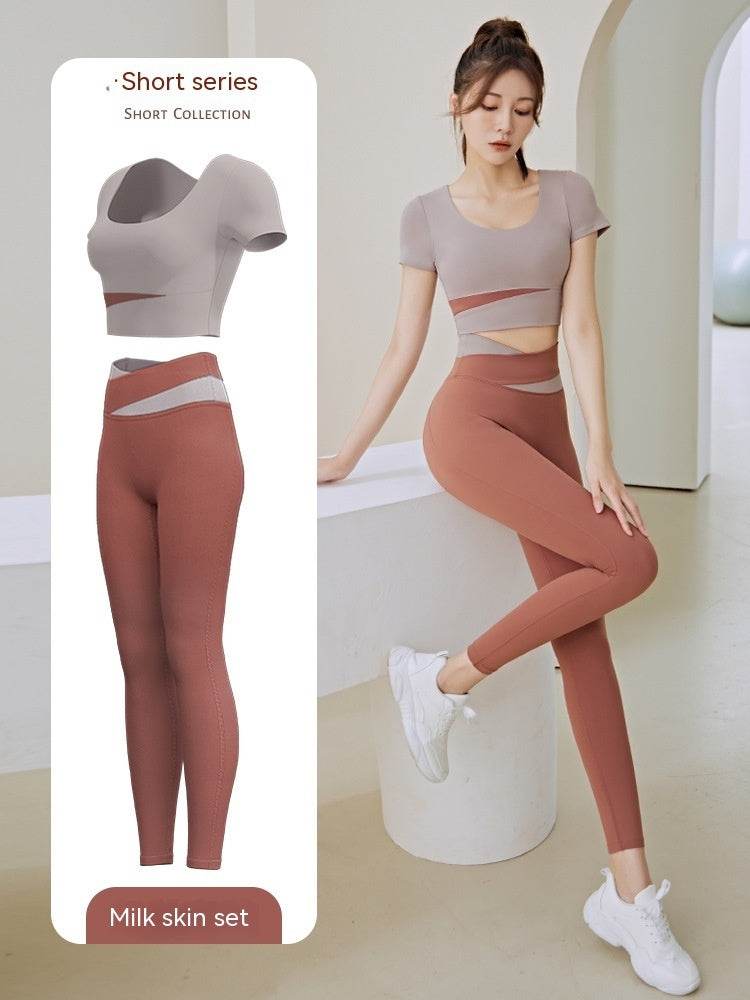 Women's One-piece Chest Pad Top Pants Workout Clothes Suit - Mubimart