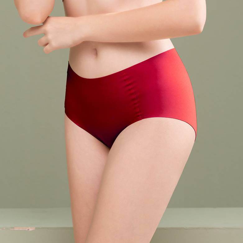 Women's Thin Mid-waist High-waist Plain Muscle Magic Seamless Panties - Mubimart