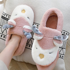 Christmas Shoes Winter Home Slippers Elk Plush Bedroom Slipper House Shoes For Women Men - Mubimart - Womens Platform Slipper 