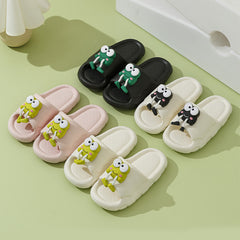 New Cartoon Frog Slippers Indoor Soft Soled Non-slip Floor Bathing Slipper For Women House Shoes Summer Couple Slippers - Mubimart -  