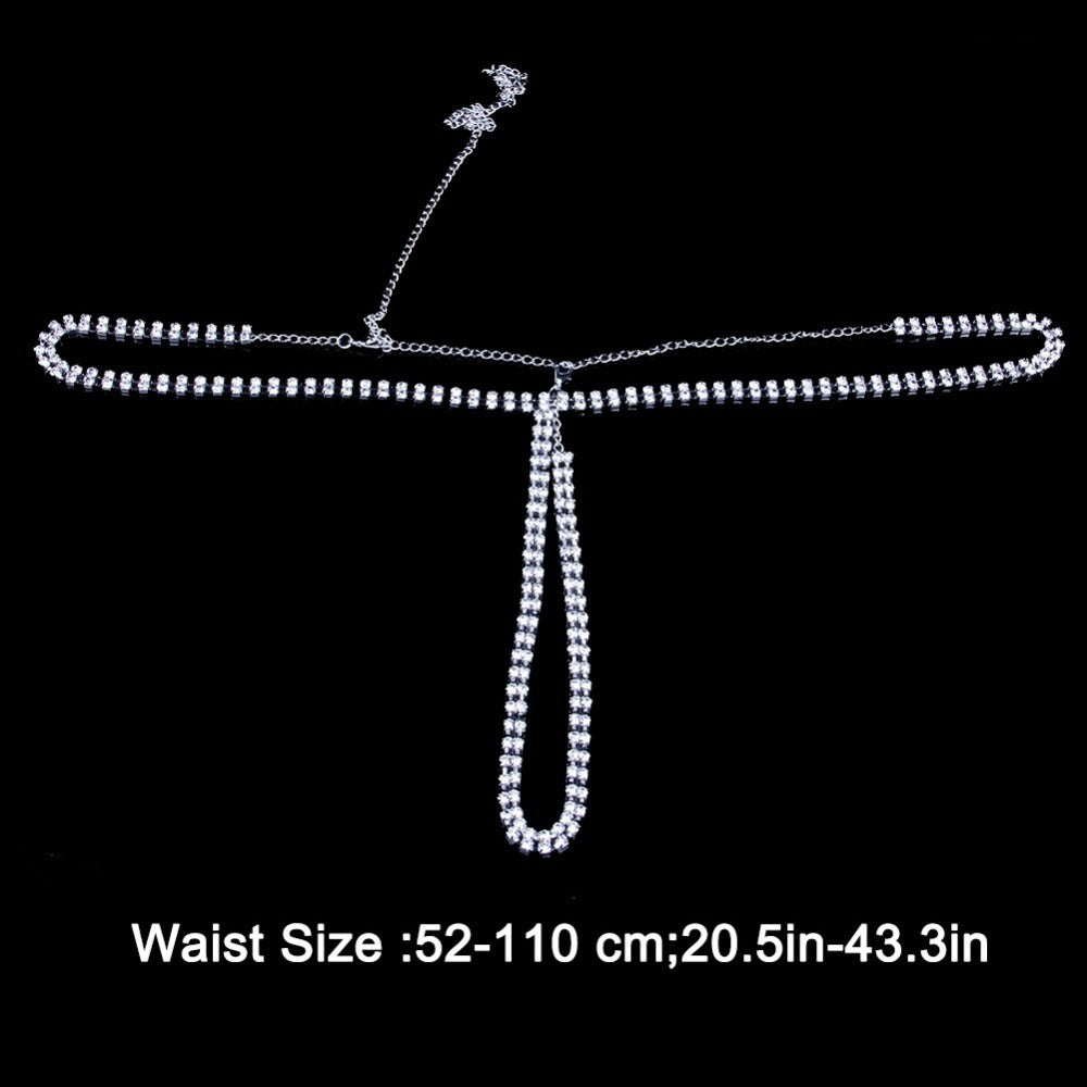 Rhinestone Thong Body Chain Ladies - Mubimart -  