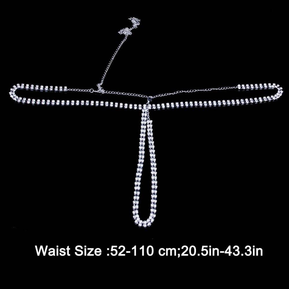 Rhinestone Thong Body Chain Ladies - Mubimart