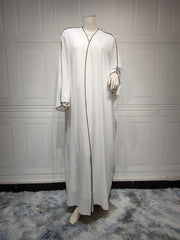 White Stitching Plus Size Women's Robe - Mubimart -  