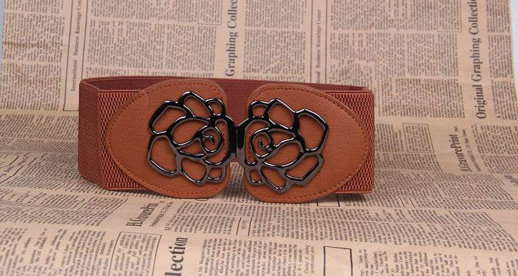 3 Women's Belts Elastic Belts Belts Rose Buckle Belts Tight Belts - Mubimart