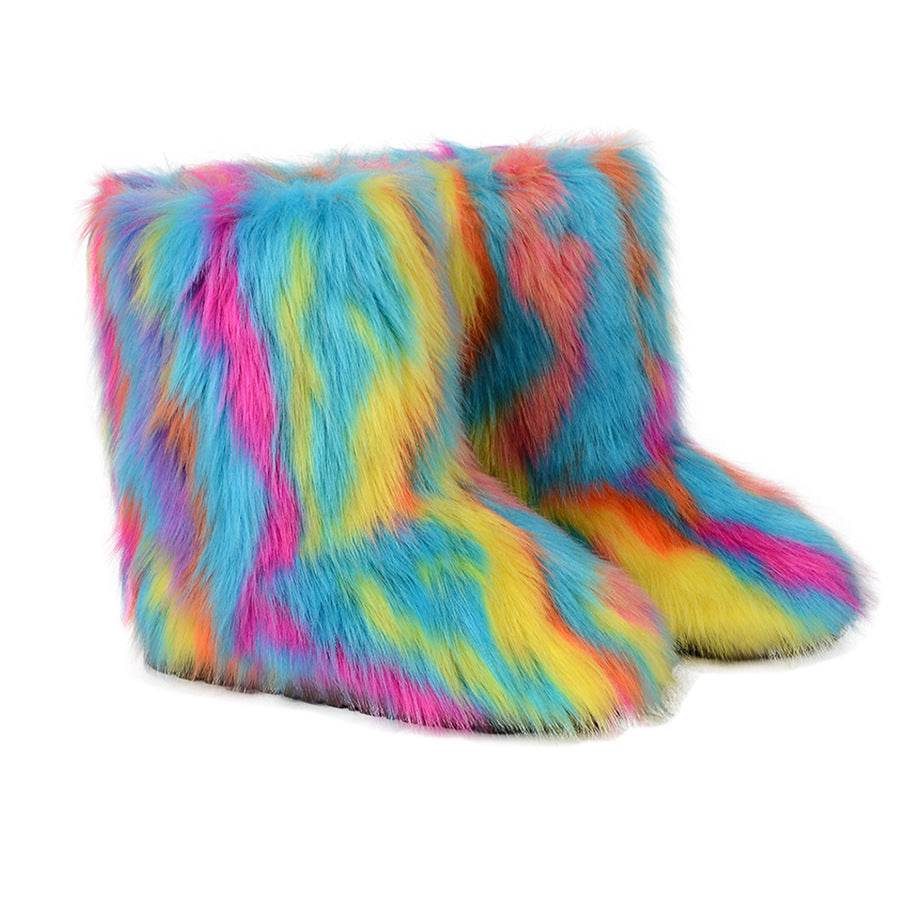 Women's Fashion Non-slip Mid-calf Length Thermal Snow Boots - Mubimart