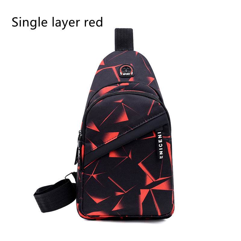 Print Sling Chest Bag For Men Crossbody Bag With Earphone Hole Design - Mubimart