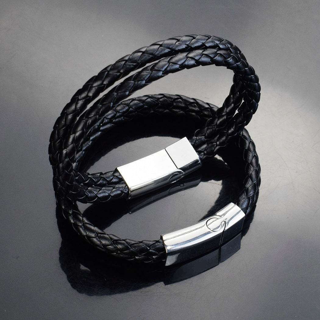 Fashion Personalized Men Woven Leather Bracelet - Mubimart