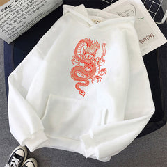 Hoodies Harajuku Vintage Dragon Pattern Printed Male Street Hoodies - Mubimart -  