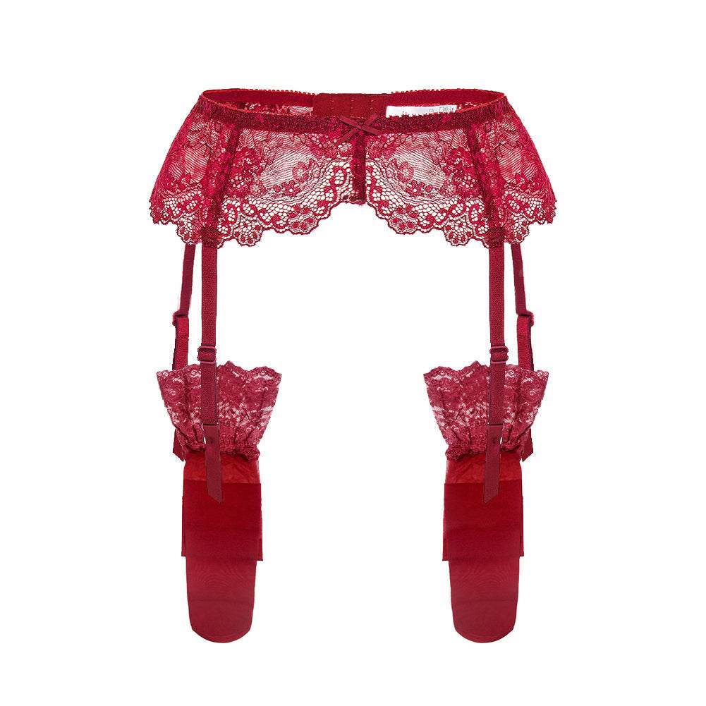 Sexy Lace Garter Belt Ultra-thin Bow - Mubimart