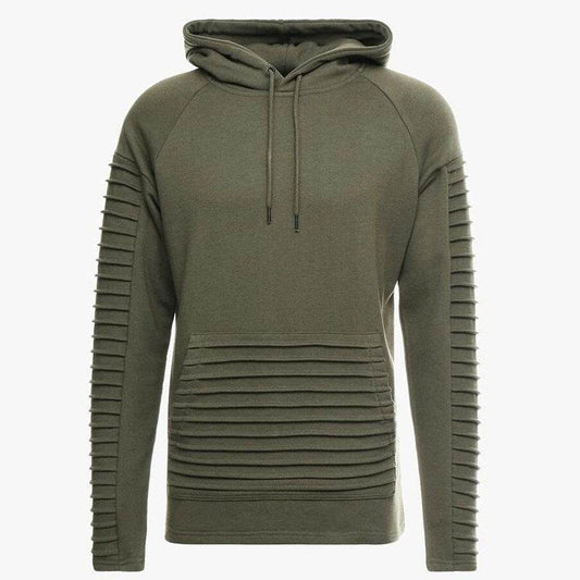 Mens Long Sleeve With Pleated Stripes Hoodies - Mubimart
