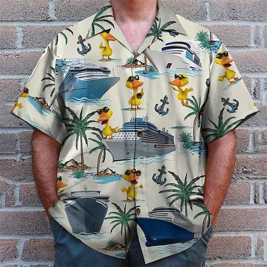 Men's 3D Casual Button-down Printed Shirt - Mubimart